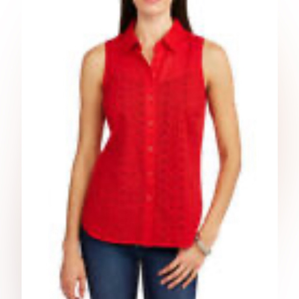 Vans Sheer Button Down Sleeveless Top